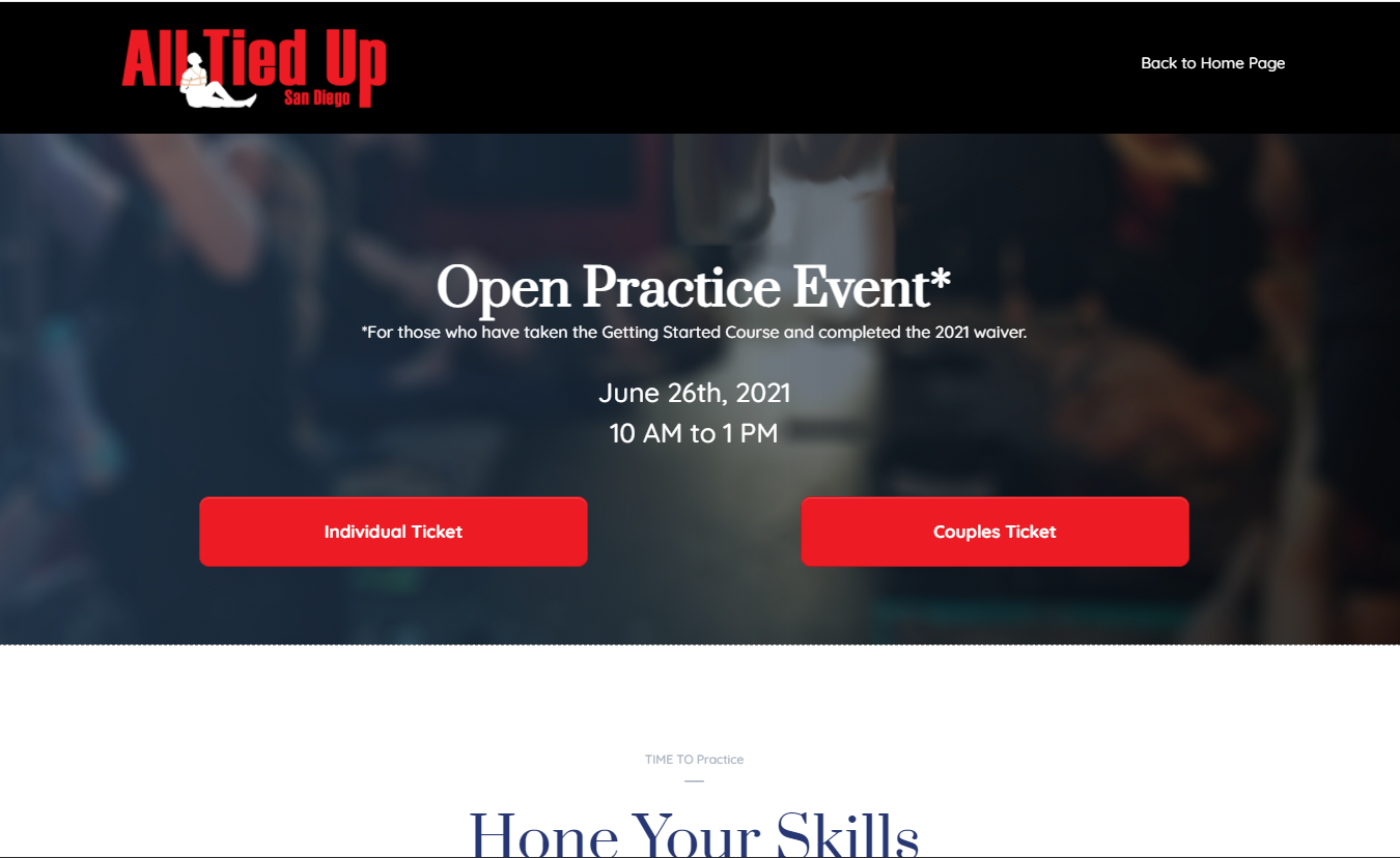 Open Practice Open Practice Event (template for funnels) | All Tied Up San Diego