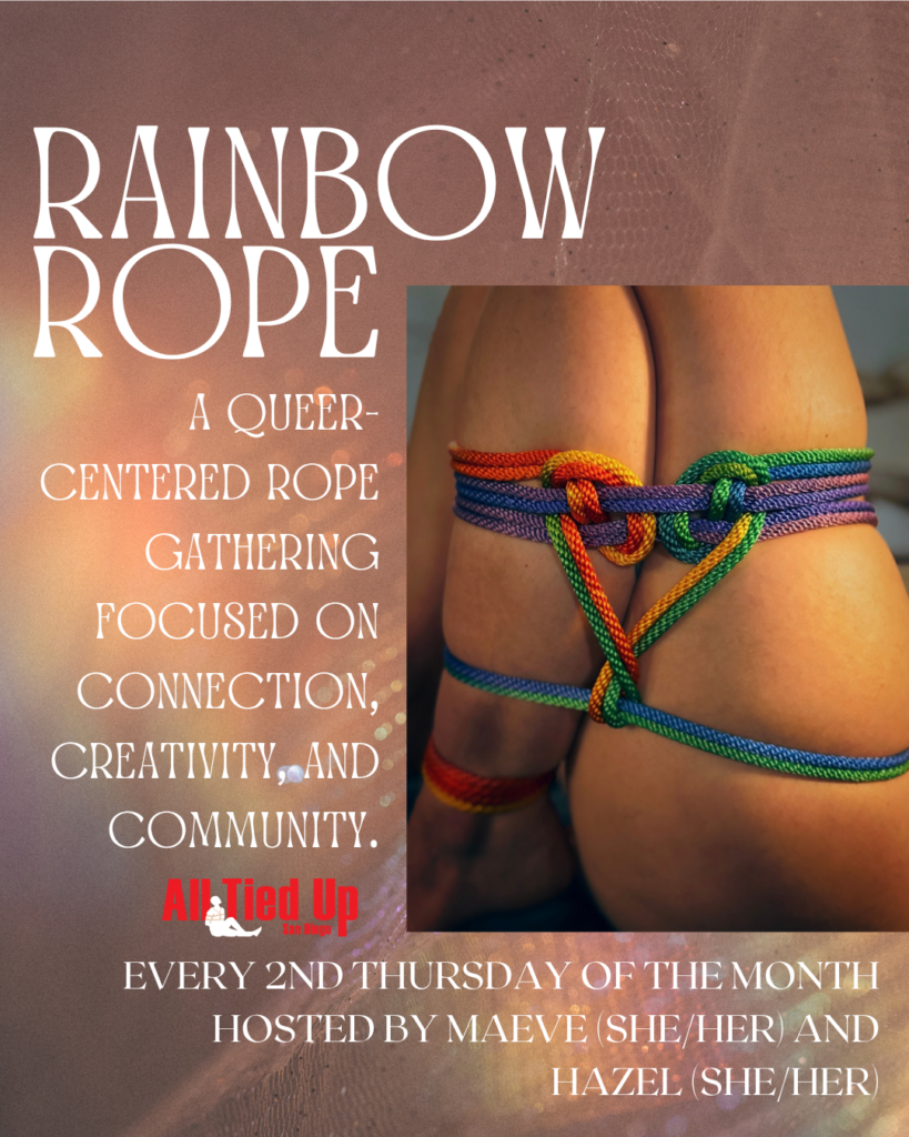 Gold & Pink Rainbow Glitter Pride Zoom Virtual Background (Instagram Post (45)) - 1 Raindow Rope a queer focused rope tying event.